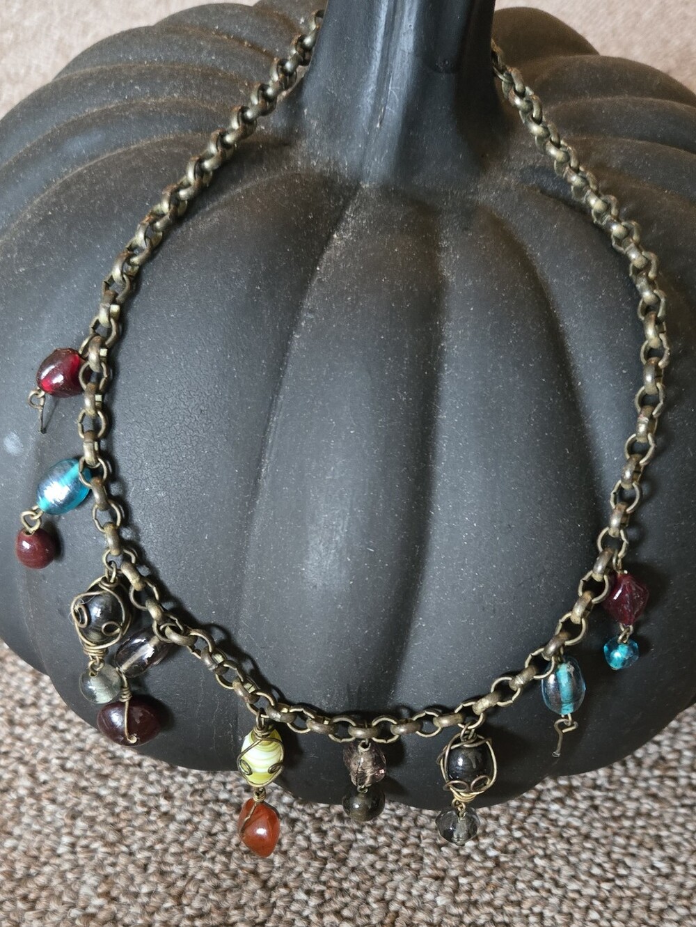 Handcrafted Multicolor Beaded Charm Necklace - Women's Jewelry